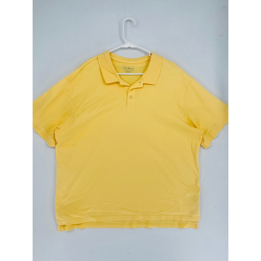 LL Bean Polo Shirt Mens XL Reg Yellow Pima Cotton Traditional Fit Short Sleeve